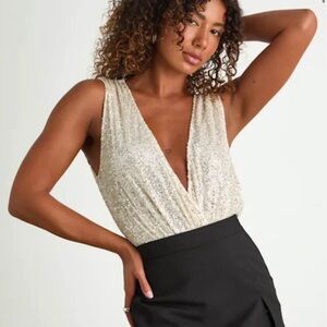 Lulu's Sparkling Cream Sleeveless Blouse